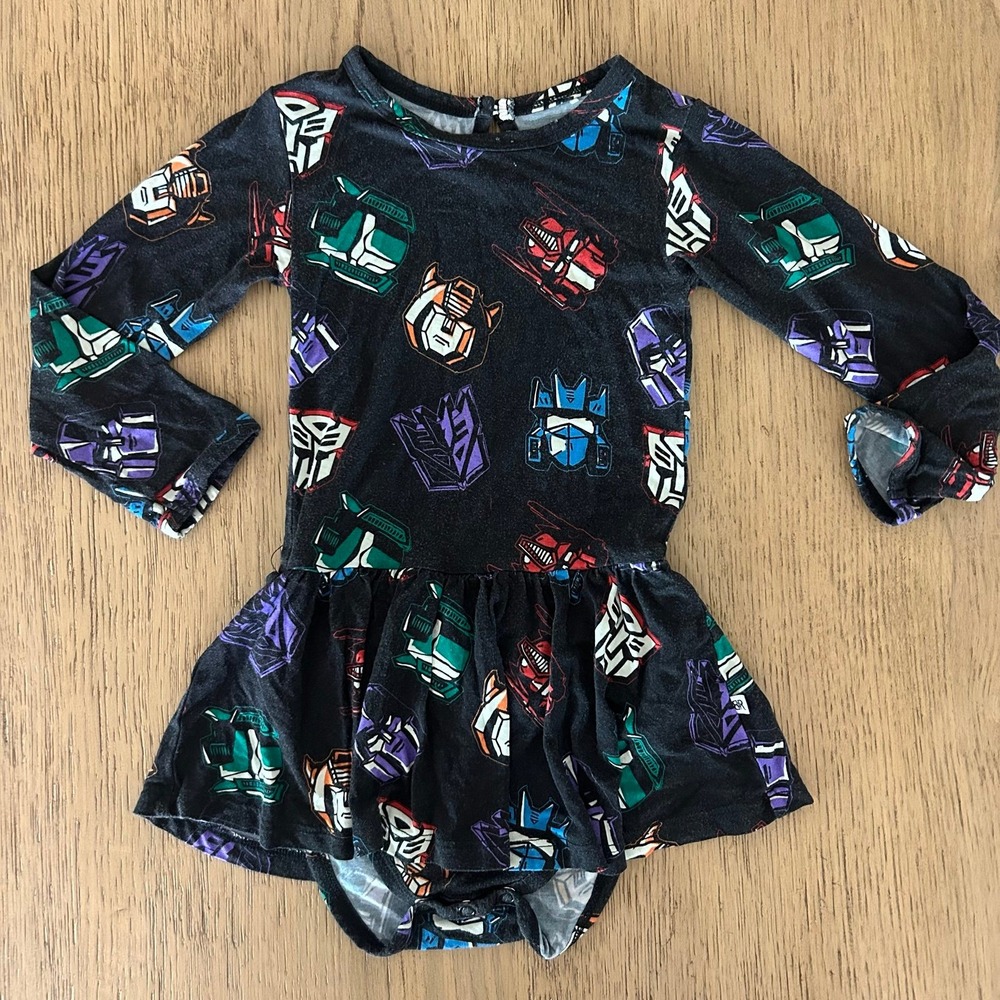 Bums & Roses Transformers Bamboo Toddler Bodysuit Twirl Dress 2T